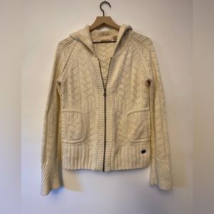 DKNY JEANS Cream  zip up hooded sweater